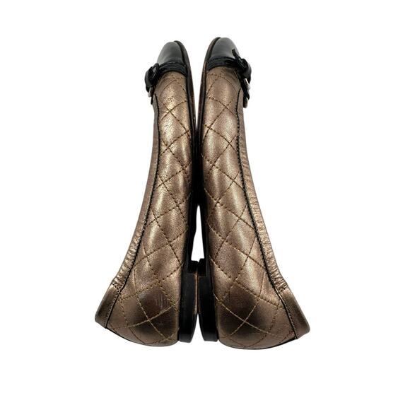 AGL Monika ballet Cap Toe flat Leather round toe Quilted bronze black 36 EU/6 US - Picture 9 of 14